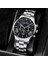 Siyah Lüks YUSA414 4 Adet Set Paslanmaz Çelik Analog Kol Saati Erkekler ve Bilezik Montre Homme Siyah Kuvars Izle Bilezik (Yurt Dışından) 4