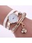 Bej Lüks Deri Sevimli Charm Kuvars Izle Kadınlar Bayanlar Casual Kristal Moda Bilezik Kol Saati Relogio Feminino Kadın (Yurt Dışından) 3
