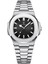Gümüş-Siyah Moda Relojes Hombre Poedagar Lüks Erkek Saatler Iş Kol Saatleri Erkekler Için Çelik Kuvars Izle Su Geçirmez Tarih Kare Erkekler Izle Rel (Yurt Dışından) 1