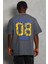Erkek Baskılı Bisiklet Yaka T-Shirt 20/1 Penye - Füme 4