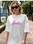 Özel Marka Kadın Baskılı Oversize T-Shirt - Beyaz 1
