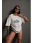 Özel Marka Kadın Sırt Baskılı T-Shirt - Beyaz 4