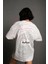 Kadın Bisiklet Yakalı Sırt Baskılı Oversize T-Shirt - Beyaz 1