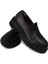 Deri Siyah Kadın Loafer Ayakkabı - 01903ZSYHE01 3