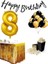8 Yaş Gold-Siyah Balon Rakam Folyo Banner Mısır Kutusu Masa Eteği Doğum Günüparti Seti 1