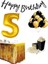 5 Yaş Gold-Siyah Balon Rakam Folyo Banner Mısır Kutusu Masa Eteği Doğum Günüparti Seti 1