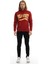 Erkek 3 İplik Pamuklu İçi Polarlı Regular Fit Baskılı Kapüşonlu Kanguru Cepli Bordo Sweatshirt 4