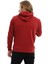 Erkek 3 İplik Pamuklu İçi Polarlı Regular Fit Baskılı Kapüşonlu Kanguru Cepli Bordo Sweatshirt 5