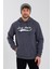 Erkek 3 İplik Pamuklu İçi Polarlı Baskılı Regular Fit Kapüşonlu Kanguru Cepli Antrasit Sweatshirt 1