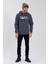 Erkek 3 İplik Pamuklu İçi Polarlı Baskılı Regular Fit Kapüşonlu Kanguru Cepli Antrasit Sweatshirt 2