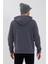 Erkek 3 İplik Pamuklu İçi Polarlı Baskılı Regular Fit Kapüşonlu Kanguru Cepli Antrasit Sweatshirt 4
