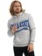 Erkek 3 İplik Pamuklu İçi Polarlı Regular Fit Baskılı Kapüşonlu Kanguru Cepli Gri Sweatshirt 3