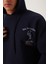 Erkek Ön Arka Age Of State Baskılı Sweatshirt Lacivert 2