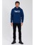 Erkek 3 İplik Pamuklu İçi Polarlı Baskılı Regular Fit Kapüşonlu Kanguru Cepli İndigo Sweatshirt 2