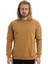 Erkek 3 İplik Pamuklu İçi Polarlı Regular Fit Basic Bisklet Yaka Kahverengi Sweatshirt 1