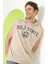 Erkek Sıfır Kol Kapüşonlu T-Shirt Bej 2