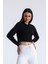 Siyah Bisiklet Yaka Crop Sweatshirt 3