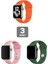 Apple Watch 3 4 5 6 7 8 9 Se Uyumlu 38-40-41MM Klasik Silikon Kordon 3'lü Set Yeşil, Pembe, Turuncu 1