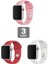 Apple Watch 5 Uyumlu 40MM Klasik Silikon Kordon 3'lü Set Beyaz, Kırmızı, Pembe 1