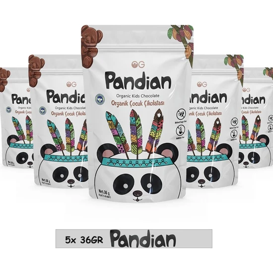 OG natural 5'li Pandian Organik Çocuk Çikolatası 36 gr