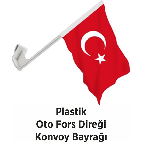 Asya Bayrak 2'li Plastik Oto Fors- Konvoy Türk Bayrağı