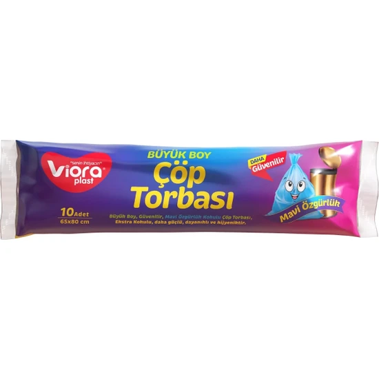 Vioraplast Büyük Boy Çöp Torbası Mavi Özgürlük Kokulu 65X80 cm