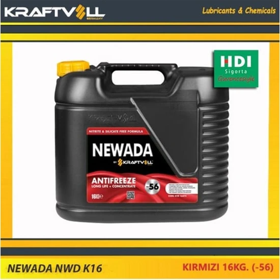 Newada Antifriz Long Lıfe Oat Organik (-56) Kırmızı 16KG. (Hdı Sigorta Güvencesiyle) Newada Nwd K16