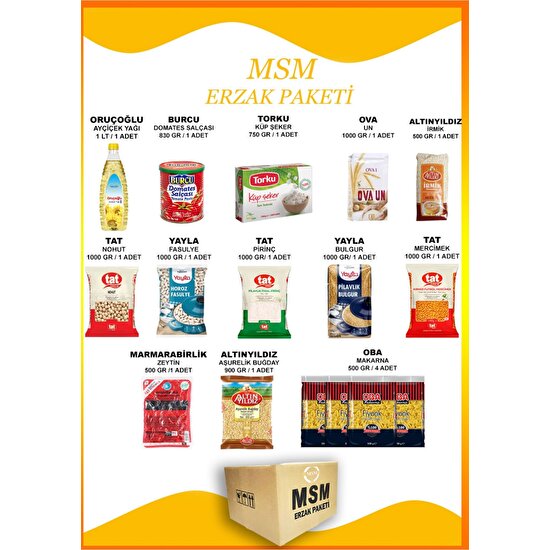 MSM Ramazan Paketi Erzak Kolisi Kumanya Paketi Ramazan Kolisi Gıda Paketi Parça No 24