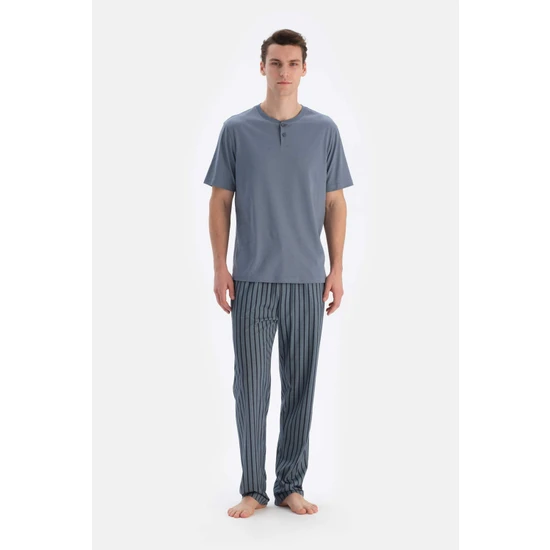 Dagi Indigo Yarım Patlı Kısa Kollu Tişört Pantolon Pijama Takımı