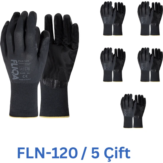Fliqa FLN-120 1/2 Nitril Hassas Eldiven Siyah - 5 Çift