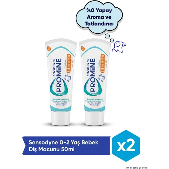 Sensodyne Promine 0-2 Yaş Bebekler İçin Yapay Aroma&tatlandırıcı İçermeyen Diş Macunu 50  ml x 2 Adet