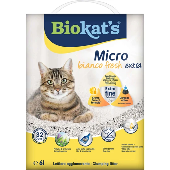 Biokats Kedi Kumu Micro Bianco Fresh Extra 6lt
