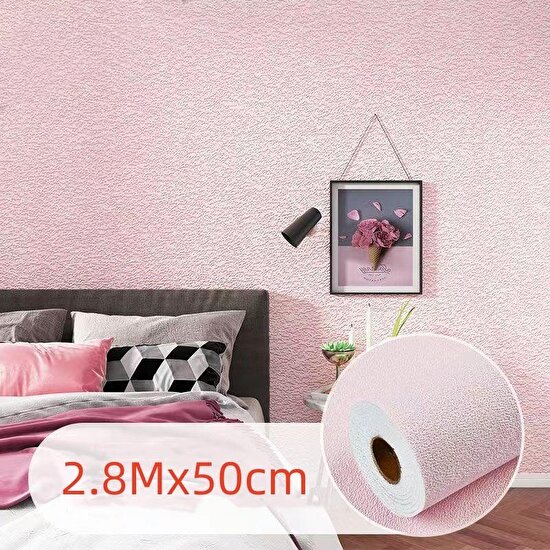 Renkli Duvarlar 50X280CM Pembe Kendinden Yapışkanlı Isı ve Ses Yalıtımı Boyanabilir Duvar Paneli Kağıdı