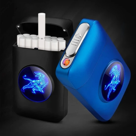 Sihirli Hediyem LED Işık Göstergeli Sigara Kutusu Elektronik Çakmak
