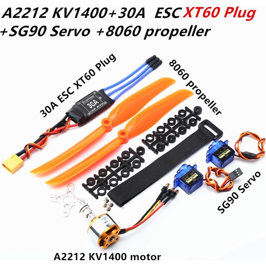 Ensemble Moteur Brushless A2212 1400KV + ESC 30A + Hélices 8060 Pour Avion RC Et Quadcopter - 8