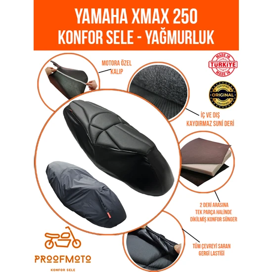 PROOFMOTO Yamaha Xmax 250 Konfor Sele ve Yağmurluk Kılıf