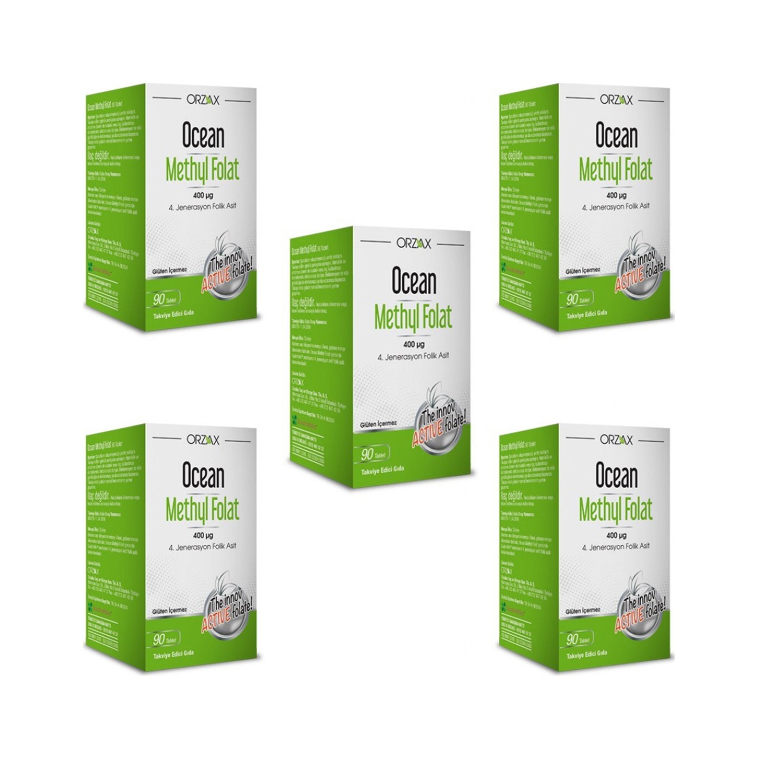 Orzax Ocean Methyl Folat 400 Mcg 30 Tablet x 5 Adet Fiyatı