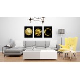 Gamze Store Altın Daire 3 Parça Cotton Canvas Tablo