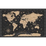 Gamze Store Dünya Haritası Altın Detaylı Tek Parça Cotton Canvas Tablo