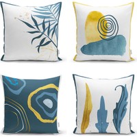 4 Lu Renkli Zemin Uzerinde Gold Detayli Yaprak Desenli Fiyati