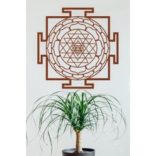UNT Sri Yantra Mandala Kutsal Geometri Duvar Dekoru Süsü Ahşap Dekoratif Tablo 3 Kahverengi
