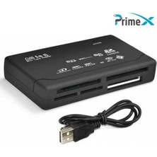 PrimeX Plus PX-550 6 Giriş Micro,mmc,minisd,sc-Hc,xd,msduo,cf Kart Okuyucu USB 2.0