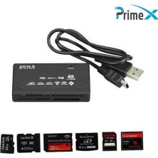 PrimeX Plus PX-550 6 Giriş Micro,mmc,minisd,sc-Hc,xd,msduo,cf Kart Okuyucu USB 2.0