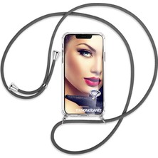 Teknomoda Oppo A5 2020 Kılıf Boyun - Omuz Askılı Köşe Korumalı Siyah iPli Kordonlu Anti Şok Şeffaf Silikon