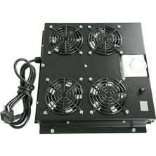 Canovate 4lü Rack Kabinet Fan Modülü Termostatlı Ral 9005 Siyah