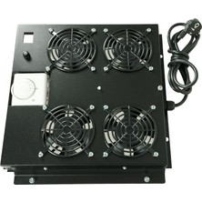 Canovate 4lü Rack Kabinet Fan Modülü Termostatlı Ral 9005 Siyah