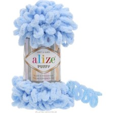 Alize ( 5 Adet ) Puffy 183 Mavi El Örgü Iplikleri Panduf Battaniye Ipi Atkı Hırka Paspas Ipliği