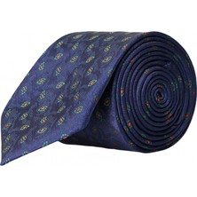 ALTINYILDIZ CLASSICS Erkek Lacivert-Yeşil Desenli Klasik Nano Kravat