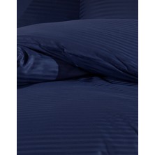 Faal Pamuk Saten Çizgili, Nevresim Takımı, Koyu Indigo