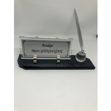 Gündoğan Kristal Kişiye Özel  Masaüstü Cam Masalık Isimlik Gümüş
